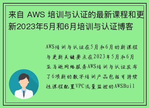 来自 AWS 培训与认证的最新课程和更新2023年5月和6月培训与认证博客